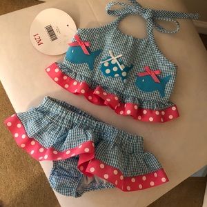 Gingham With ruffles Two Piece Girl’s Swimsuit 12M